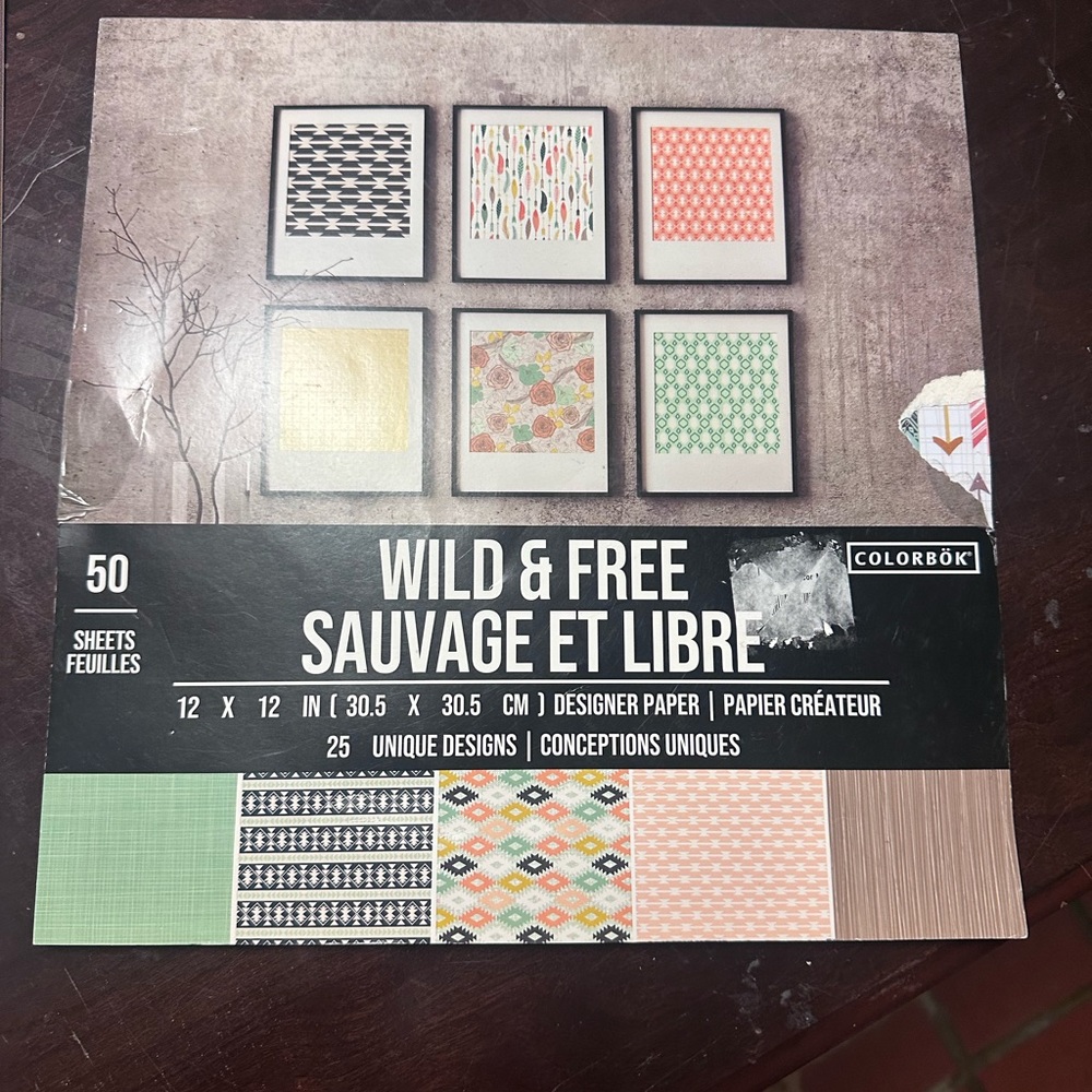 Wild & Free Designer Paper Pack - Green, Peach, Yellow, Black Accents